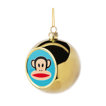 Monkey, Golden Christmas tree ball ornament 8cm