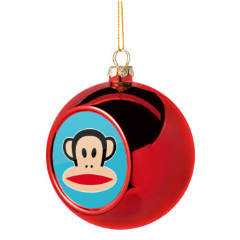 Monkey, Χριστουγεννιάτικη μπάλα δένδρου Κόκκινη 8cm