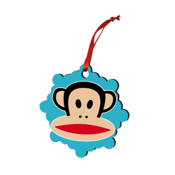 Monkey, Στολίδι Χριστουγεννιάτικο στολίδι snowflake ξύλινο 7.5cm