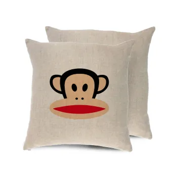 Monkey, Μαξιλάρι καναπέ ΛΙΝΟ 40x40cm περιέχεται το  γέμισμα