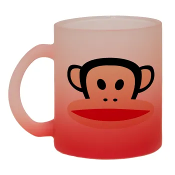 Monkey, Κούπα γυάλινη δίχρωμη με βάση το κόκκινο ματ, 330ml