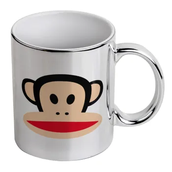 Monkey, Mug ceramic, silver mirror, 330ml
