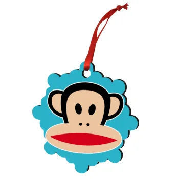 Monkey, Στολίδι Χριστουγεννιάτικο στολίδι snowflake ξύλινο 7.5cm