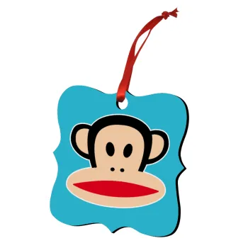 Monkey, Στολίδι Χριστουγεννιάτικο στολίδι polygon ξύλινο 7.5cm