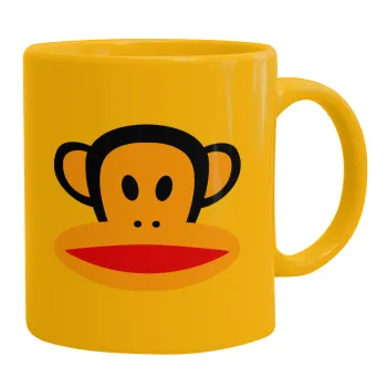 Monkey, Ceramic coffee mug yellow, 330ml