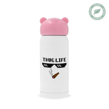 thug life, Ροζ ανοξείδωτο παγούρι θερμό (Stainless steel), 320ml