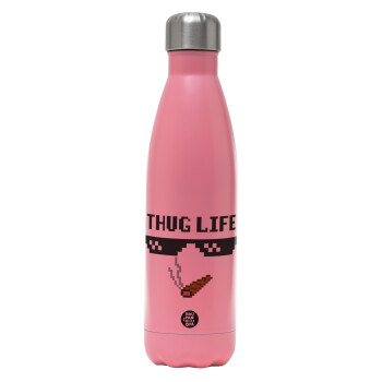 thug life, Metal mug thermos Pink Mat (Stainless steel), double wall, 500ml