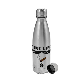 thug life, Metallic water bottle, stainless steel, 750ml