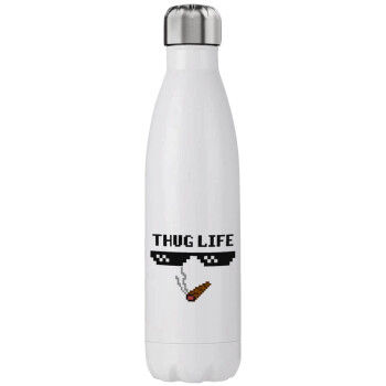 thug life, Μεταλλικό παγούρι θερμός (Stainless steel), διπλού τοιχώματος, 750ml