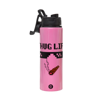 thug life, Metallic water bottle with safety lid, 850ml aluminum