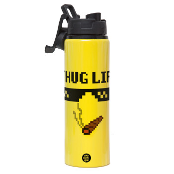 thug life, Metallic water bottle with safety lid, 850ml aluminum