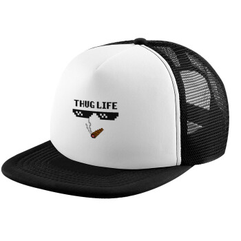 thug life, Καπέλο Ενηλίκων Soft Trucker με Δίχτυ Black/White (POLYESTER, ΕΝΗΛΙΚΩΝ, UNISEX, ONE SIZE)