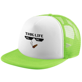 thug life, Καπέλο Soft Trucker με Δίχτυ Πράσινο/Λευκό