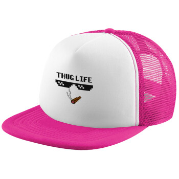 thug life, Καπέλο παιδικό Soft Trucker με Δίχτυ Pink/White 