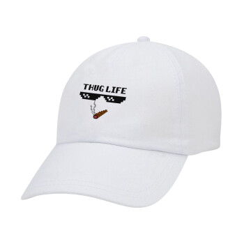 thug life, Καπέλο Ενηλίκων Baseball Λευκό 5-φύλλο (POLYESTER, ΕΝΗΛΙΚΩΝ, UNISEX, ONE SIZE)