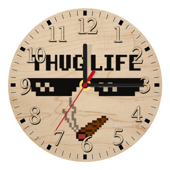 thug life, Ρολόι τοίχου ξύλινο plywood (20cm)