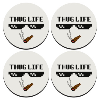 thug life, ΣΕΤ 4 Σουβέρ ξύλινα στρογγυλά (9cm)