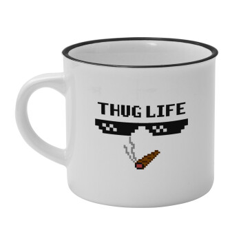 thug life, Κούπα κεραμική vintage Λευκή/Μαύρη 230ml