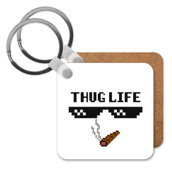 thug life, Μπρελόκ Ξύλινο τετράγωνο MDF