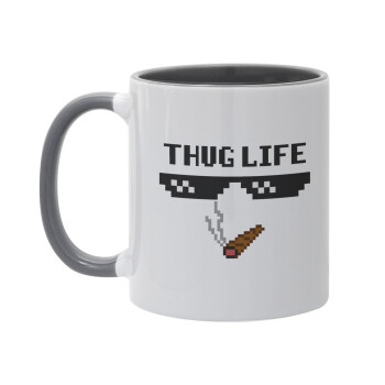 thug life, Κούπα χρωματιστή γκρι, κεραμική, 330ml