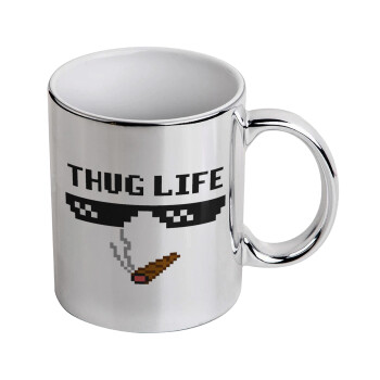 thug life, Κούπα κεραμική, ασημένια καθρέπτης, 330ml