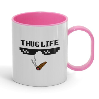thug life, Κούπα (πλαστική) (BPA-FREE) Polymer Ροζ για παιδιά, 330ml