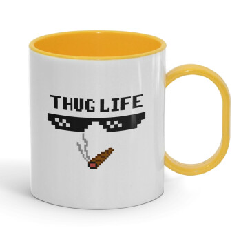 thug life, Κούπα (πλαστική) (BPA-FREE) Polymer Κίτρινη για παιδιά, 330ml