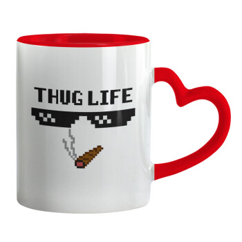 thug life, Κούπα καρδιά χερούλι κόκκινη, κεραμική, 330ml