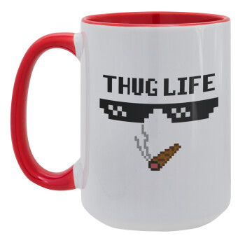 thug life, Κούπα Mega 15oz, κεραμική Κόκκινη, 450ml