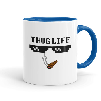 thug life, Mug colored blue, ceramic, 330ml