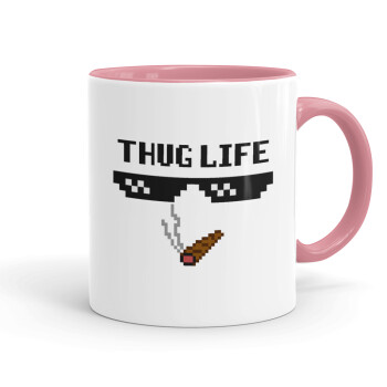 thug life, Mug colored pink, ceramic, 330ml