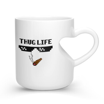 thug life, Κούπα καρδιά λευκή, κεραμική, 330ml