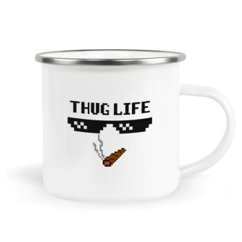 thug life, Metallic enamel cup white 360ml