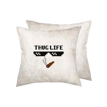 thug life, Μαξιλάρι καναπέ Δερματίνη Γκρι 40x40cm με γέμισμα