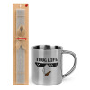 Easter Set, metallic thermal cup (300ml) & Easter aromatic flat candle (30cm) (GRAY)
