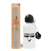 Easter Set, metallic aluminum water bottle (500ml) & aromatic flat Easter candle (30cm) (GRAY)