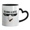Mug heart black handle, ceramic, 330ml