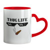 Mug heart red handle, ceramic, 330ml