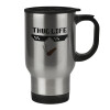 Stainless steel travel mug with lid, double wall 450ml