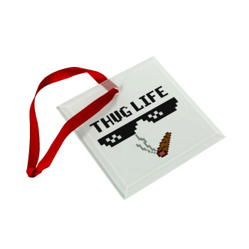 thug life, Στολίδι Χριστουγεννιάτικο στολίδι γυάλινο τετράγωνο 9x9cm