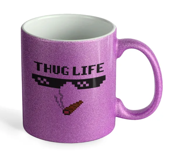 thug life — Purple glitter mug that sparkles, ceramic, 330ml