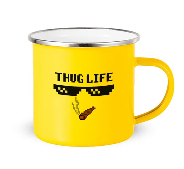 thug life — Κούπα Μεταλλική εμαγιέ Κίτρινη 360ml