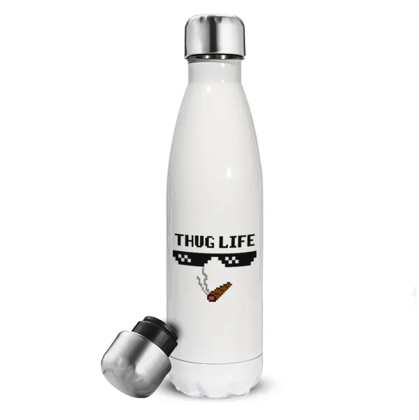 thug life — Metal mug thermos White (Stainless steel), double wall, 500ml