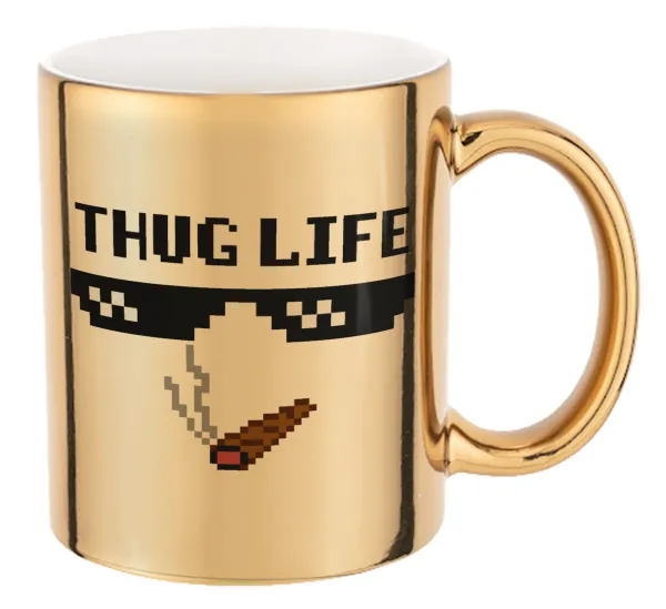 thug life — Κούπα κεραμική, χρυσή καθρέπτης, 330ml