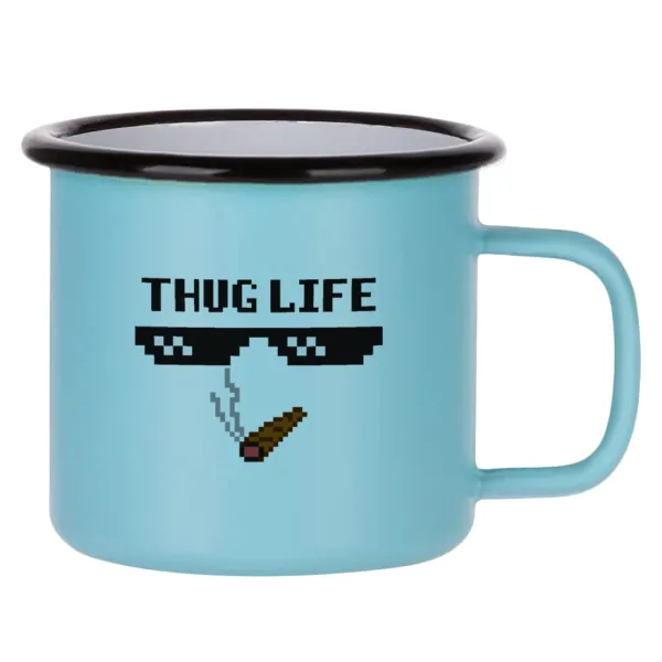 thug life — Κούπα Μεταλλική εμαγιέ ΜΑΤ σιέλ 360ml