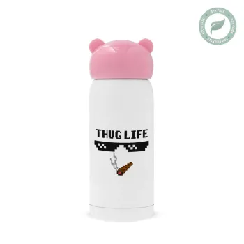 thug life, Ροζ ανοξείδωτο παγούρι θερμό (Stainless steel), 320ml