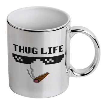 thug life, Κούπα κεραμική, ασημένια καθρέπτης, 330ml