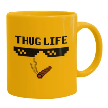 thug life, Κούπα, κεραμική κίτρινη, 330ml