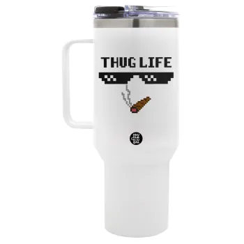 thug life, Mega Tumbler με καπάκι, διπλού τοιχώματος (θερμό) 1,2L