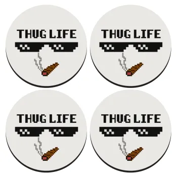 thug life, ΣΕΤ 4 Σουβέρ ξύλινα στρογγυλά (9cm)